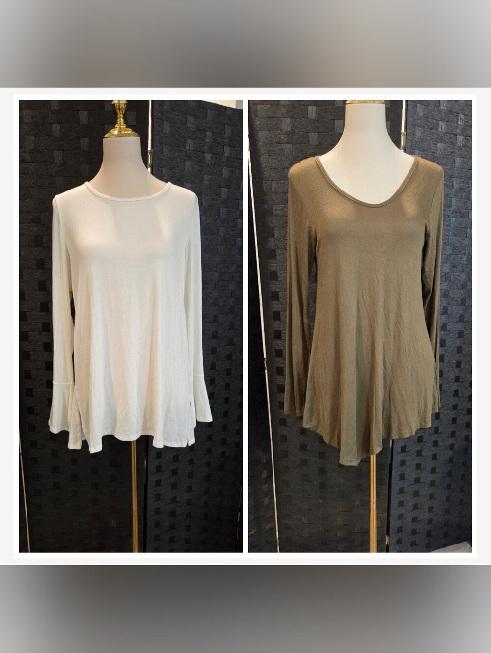 NWT Bellino USA Tunic Bundle XL (2 tops) Olive Green & White